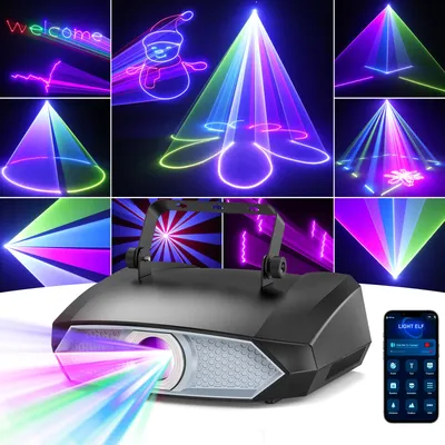 Fieryzeal 3D Animation Laser Projector DMX APP Control Animation DJ Laser Light RGB Stage Lighting for DJ Disco Club Party Light