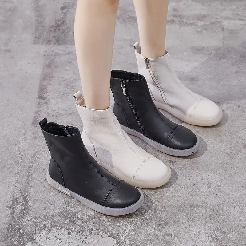 Echtes Leder Casual Turnschuhe für Frauen 2025, Herbst Neue Vulkanisierte High Top Tennis Weibliche Mode Zipper Sport Schuhe Frau 41