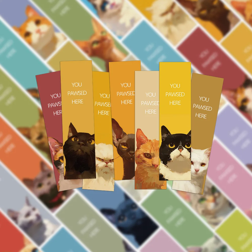 30-teiliges Katzen-Lesezeichen-Set, kreative Seitenmarkierungen für Studenten, DIY, wasserdicht, handgefertigt, kommentierte Papierkarten-Dekorationen für Bücher