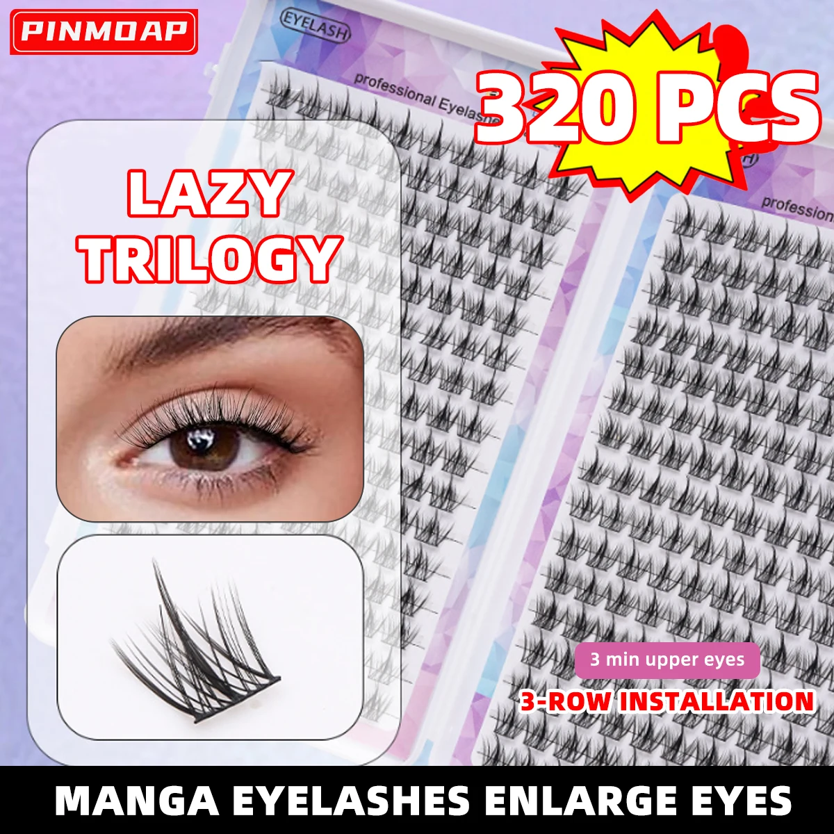 1/30/320 Stück natürliche falsche Wimpern, tierversuchsfrei, geeignet für den täglichen Gebrauch, DIY-Wimpernverlängerung, einzelne Wimpern-Wimpern-Cluster Image