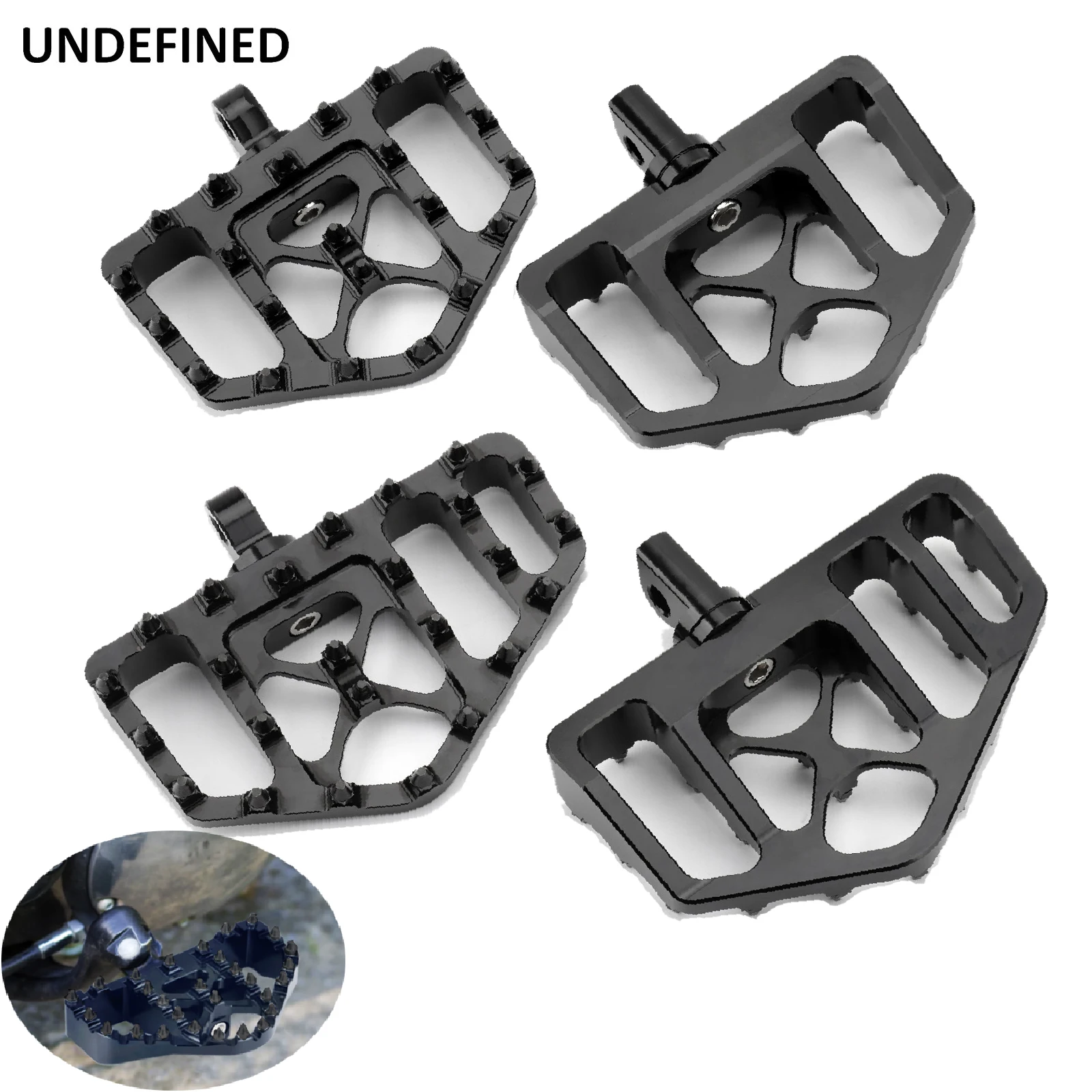 Breite Dielen MX Offroad Fußrasten Schwarz Spike Chopper Fußstütze Pedale für Harley Sportster 883 Softail Fat Boy Dyna Touring Image