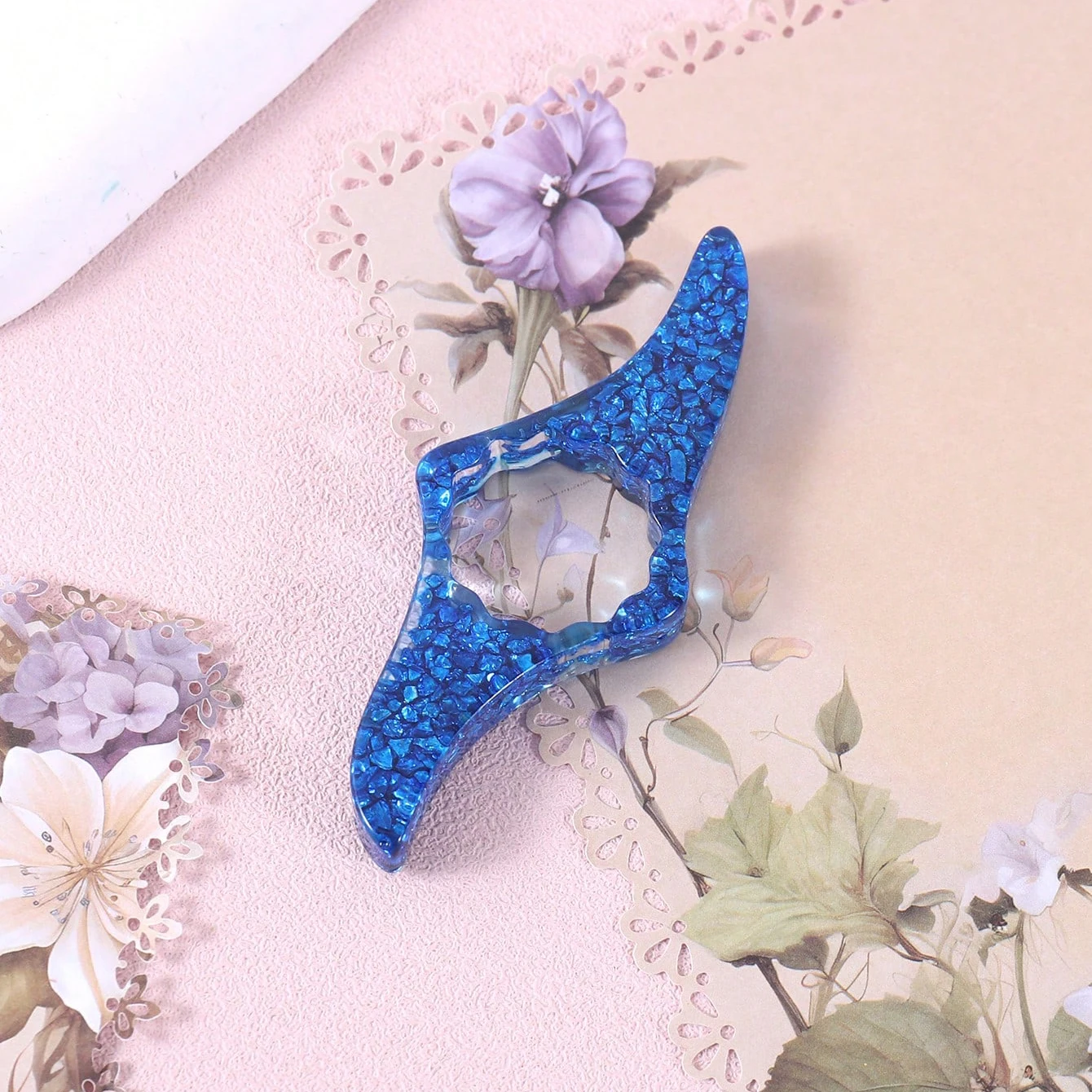 1 Stück kreatives Daumen-Lesezeichen mit blauem Glitzerstein, personalisiertes Design, Lesehilfe-Lesezeichen und Lesebuchhilfe, Geschenk für Freunde Image