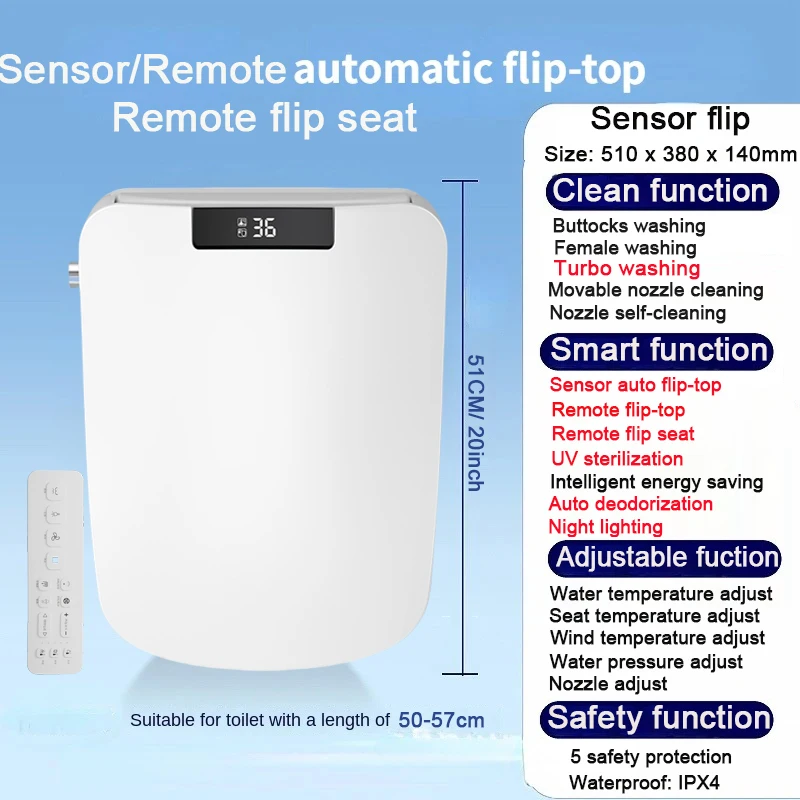 Sq Smart Auto Flip Deckel Bidet WC Japanischer Toilettensitz Smart Electric Bidet Bril Cuvette Japonaise WC Tapa Abattant WC Japonais