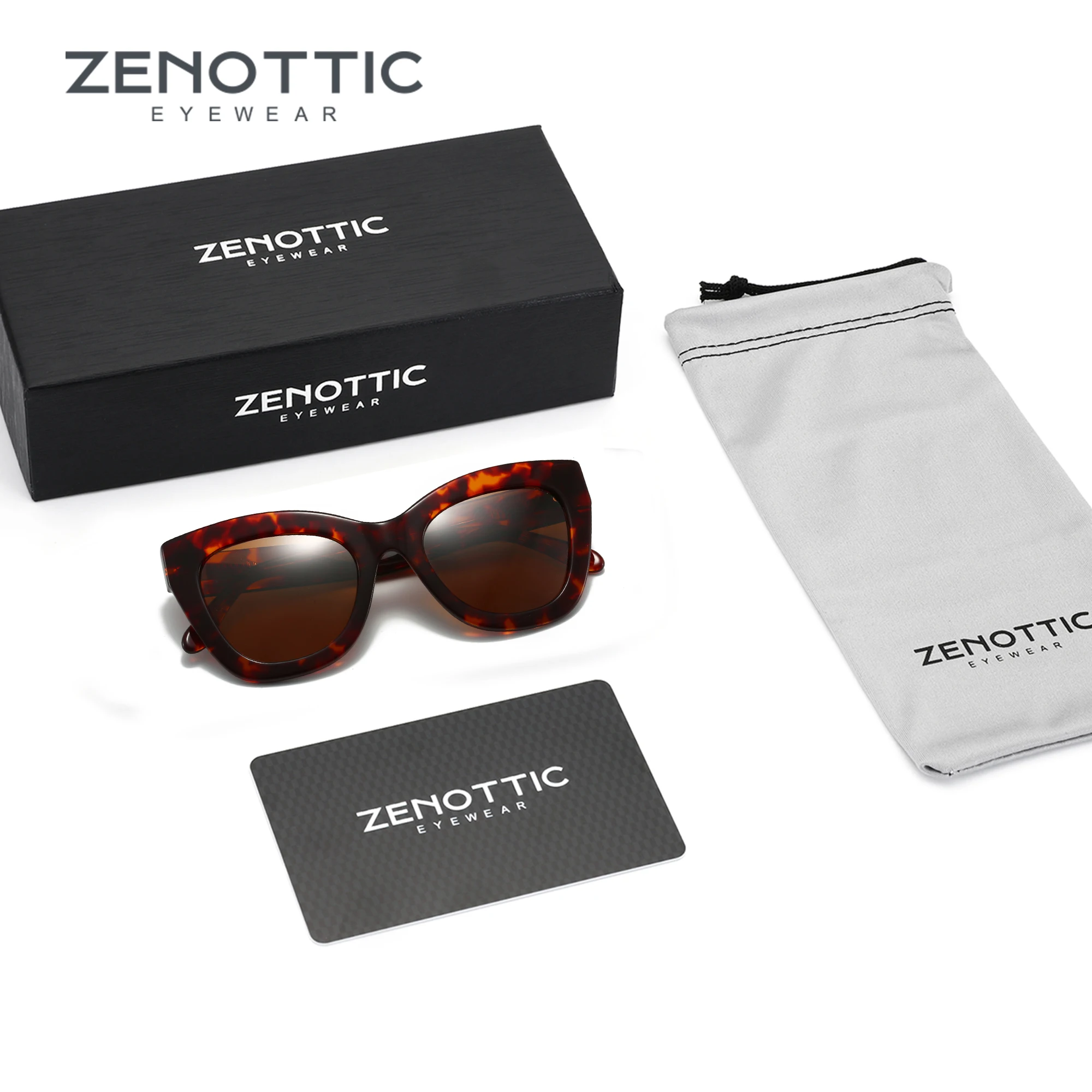 ZENOTTIC Modische Schmetterlings-polarisierte Sonnenbrille, Acetat-Schatten, UV400, quadratische Sonnenbrille für Frauen, Geschenk, Reisen, Urlaub Image
