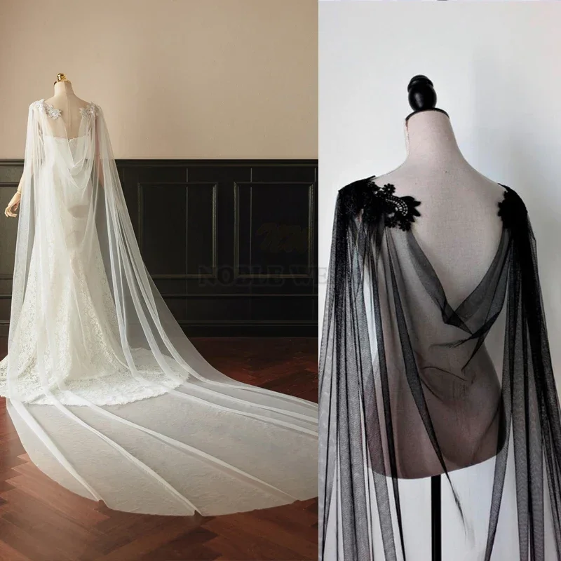 Tüll Hochzeit Wrap Lange Braut Schal Drag Party Cape Maßgeschneidert Image