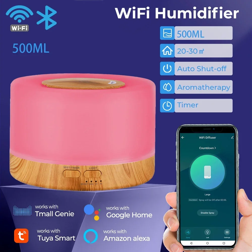 Tuya WiFi Smart Luftbefeuchter Ätherisches Öl Diffusor Aromatherapie Ultraschall-luftbefeuchter Aroma Diffusor Arbeit Mit Google Hause Image