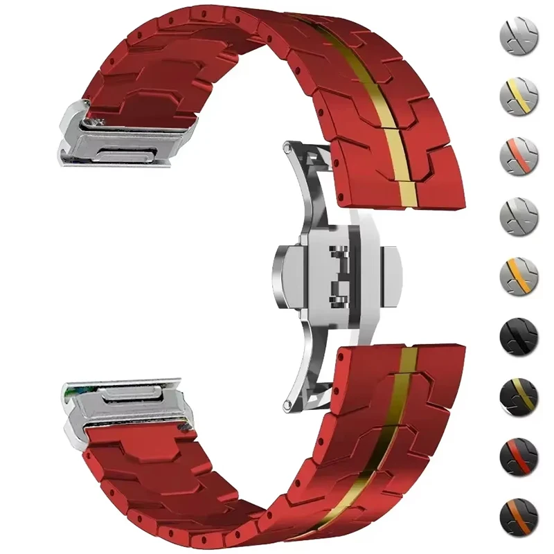 QuickFit Metallarmband für Garmin-Uhr Fenix 5/5X/5XPlus/6/6XPro/7x/8 26 22 mm Titanfarbenes Edelstahlband Forerunner 945 Image