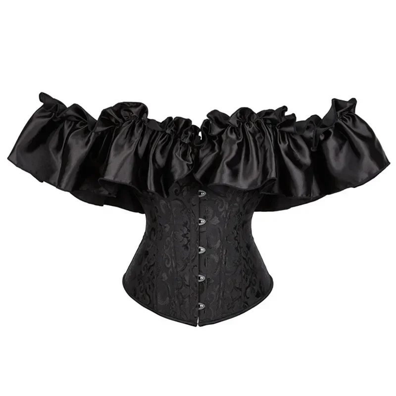 Rüschen ärmel Über brust Korsett Top plus Größe Frauen Bustier Body Shape wear schnüren Blumen Dessous Vintage Victorian