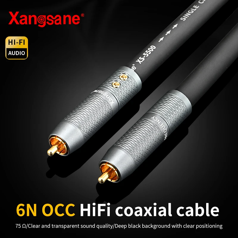 Xangsane 6N OCC HiFi-Koaxial-Audiokabel, vergoldeter Stecker, 75 Ω, RCA-Kabelausgang, SPDIF, digitale Dekodierung, TV-Verstärker Image