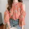 Schulter freies bedrucktes Oberteil für Frauen Han Fan Chaoxian Shirt sexy Blumen Chiffon Shirt