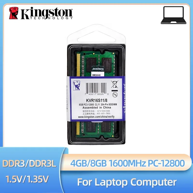 Kingston Laptop Ram DDR3 DDR3L 8GB 4GB 1600Mhz SODIMM PC3-12800 Notebook Ram Dual Channel Image