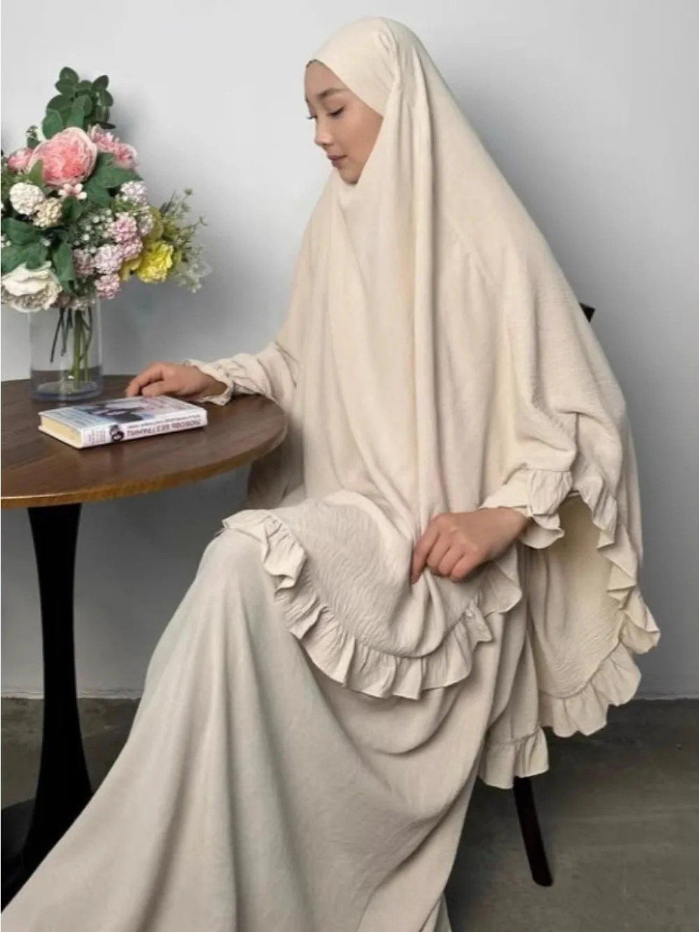 Eid Ramadan Damen 2-teiliges Set Langes Khimar mit Kleid Muslimisches Abaya-Set Gebetskleidungsstück Hijab-Sets Niqab Jilbab Musulman Ensembles Image