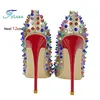 Farbe Niet High Heels 2025 Neue Mode Spitzen Frauen Einzelnen Schuhe Komfort 8 CM 10 CM 12 CM Stiletto Gold pumpen Weibliche Größe 34-45