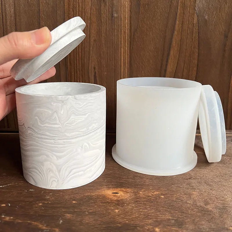 Runde Kerze, Glas, Betonform – DIY Zement/Gipspflanzer und Stifthalter, Guss-Set für Heimdekoration, minimalistische Aufbewahrungsbox-Form Image