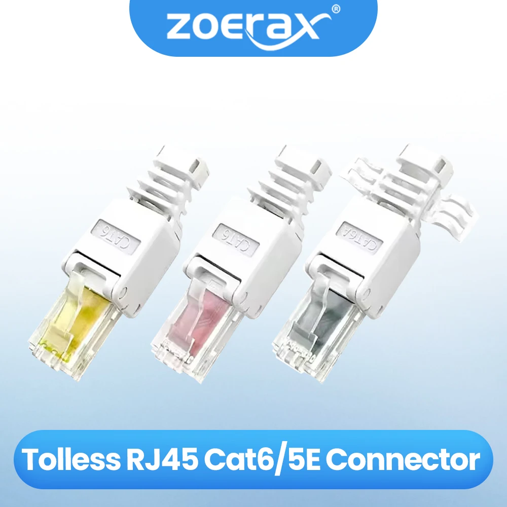 ZoeRax 2-teiliger werkzeugloser RJ45-Stecker für UTP CAT6A/CAT6/CAT5E, kein Crimper Internet RJ 45, für 23awg-26awg, werkzeuglose LAN-Kabelenden Image