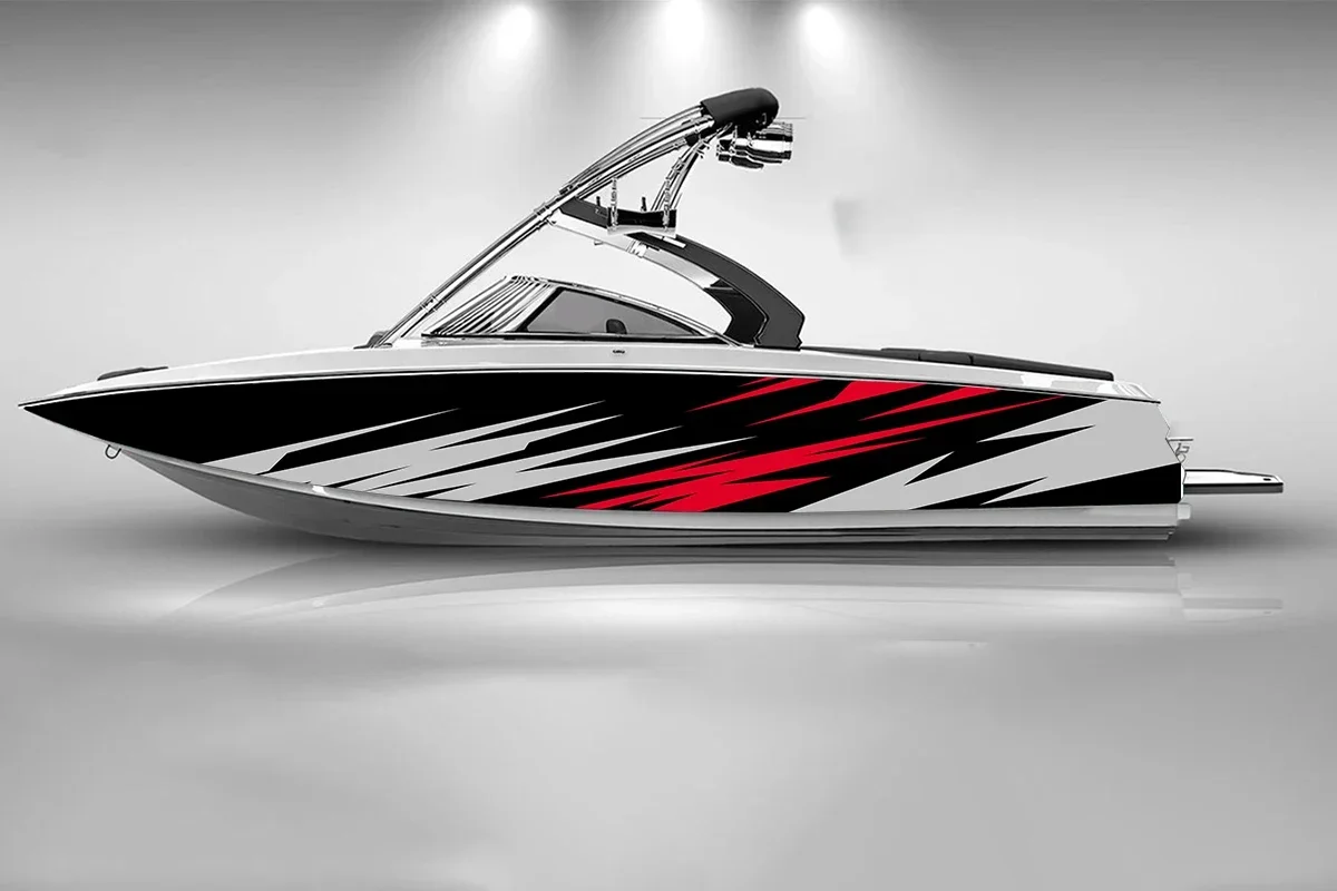 Blitz abstrakte Streifen Boot Aufkleber selbst klebende Aufkleber Mode benutzer definierte Aufkleber Vinyl wasserdichte Boot Wrap Aufkleber Aufkleber Image