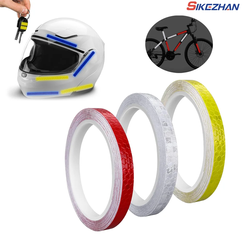 8m Reflektierendes Klebeband PVC Fahrradräder Reflektieren Fluoreszierender Aufkleber Fahrrad Reflektierendes Aufkleberstreifenband Für Radfahren Warnung Sicherheit Image