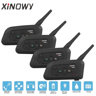 Xinowy v4 Bluetooth Intercom Helm Motorrad Kommunikator Helm Headset mit FM Ridao 1500m Moto Inter phone Inter com unica dor Image