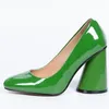 Leder High Heels Pumps Frauen Schuhe elegant weiß grün Absatz große Größe Frühling Büro Party