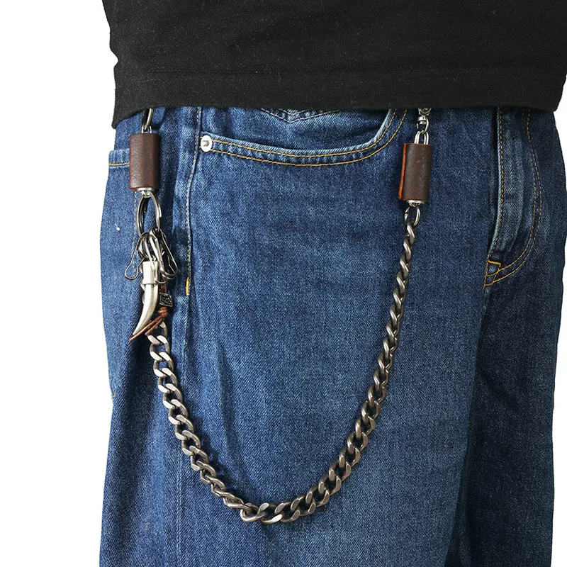Gürtel Taille Kette 2 Linien Punk Jean Einstellbare Hip-Hop Metall Kette Junge Kleidung Zubehör Männer Schädel Kopf metall Ketten Casual Image
