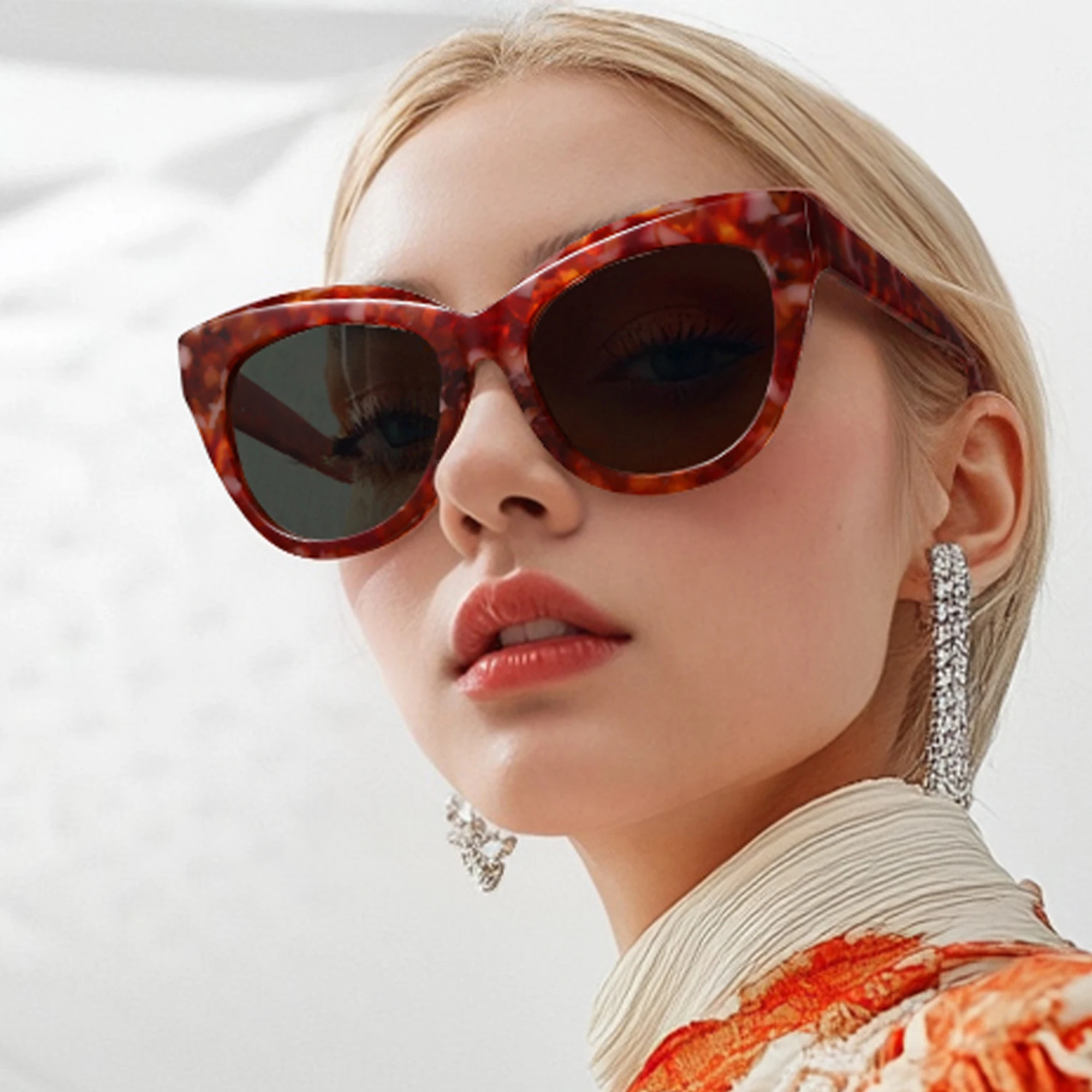 ZENOTTIC Neu eingetroffene polarisierte Schmetterlings-Sonnenbrille, handgefertigt, Acetat, UV400-Schutz, quadratische Sonnenbrille für Reisen und Urlaub Image