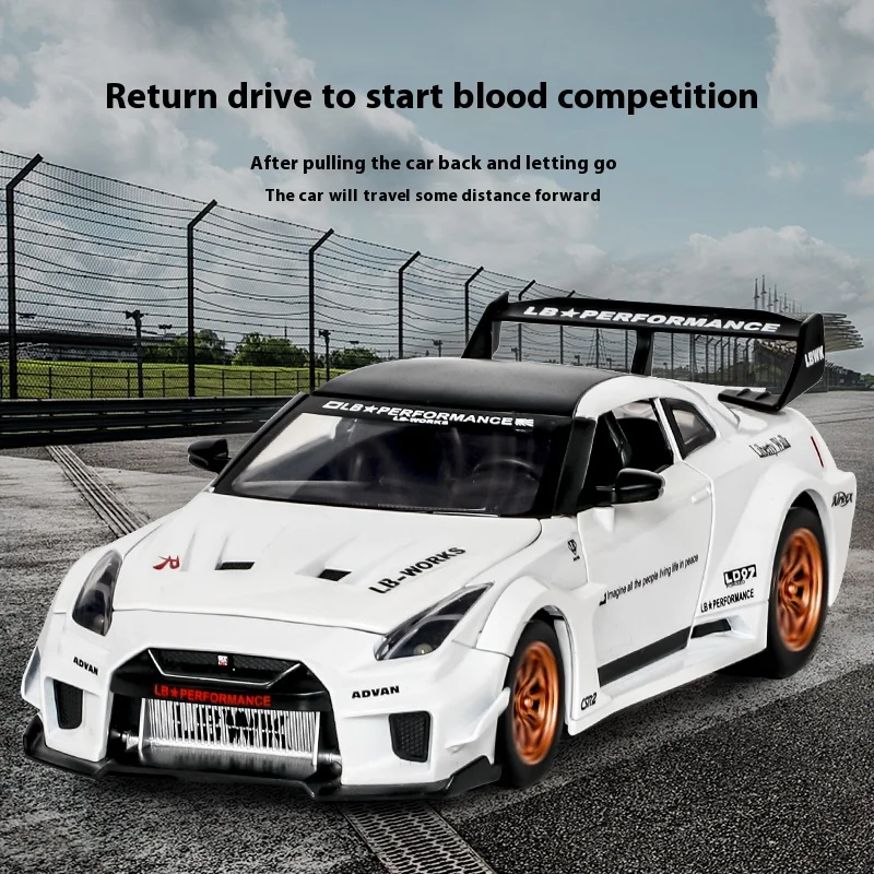 1/24 Nissan GTR CSR2 Skyline Druckguss & Spielzeugfahrzeuge Metallspielzeugautomodell Hohe Simulation Zurückziehen Sammlungsspielzeug Image
