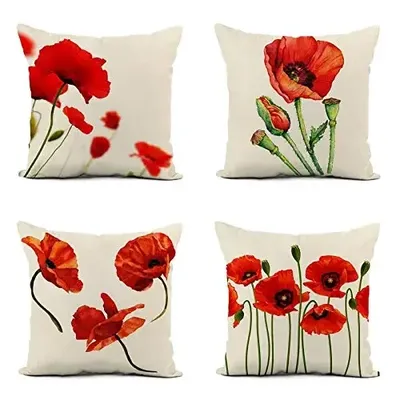 Nordische moderne Mohn blume Leinen Kissen bezug Wohnzimmer Sofa Kissen bezug Wohnkultur kann Image