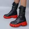 Luxus frauen Stiefel Pu Leder Damen Mid-kalb Stiefel Punk Gothic Biker Stiefel Seite Zip Schuhe für Frauen neue Botines Para Mujeres