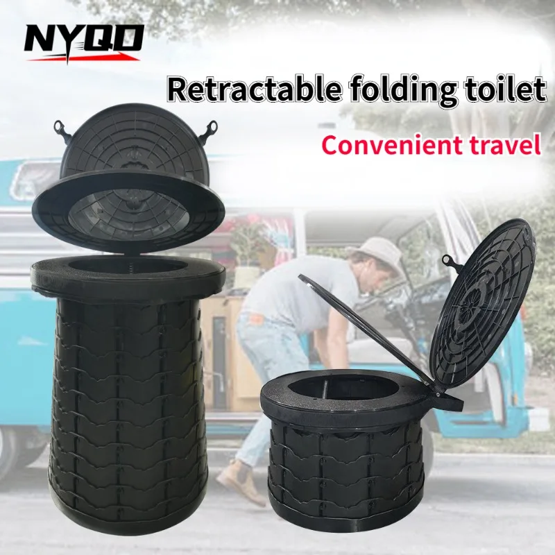 Reise tragbare Auto Notfall toilette mit Abdeckung Outdoor klappbare Camping Toilette für Camping Wander boot Straßen fahrten Strand neu Image