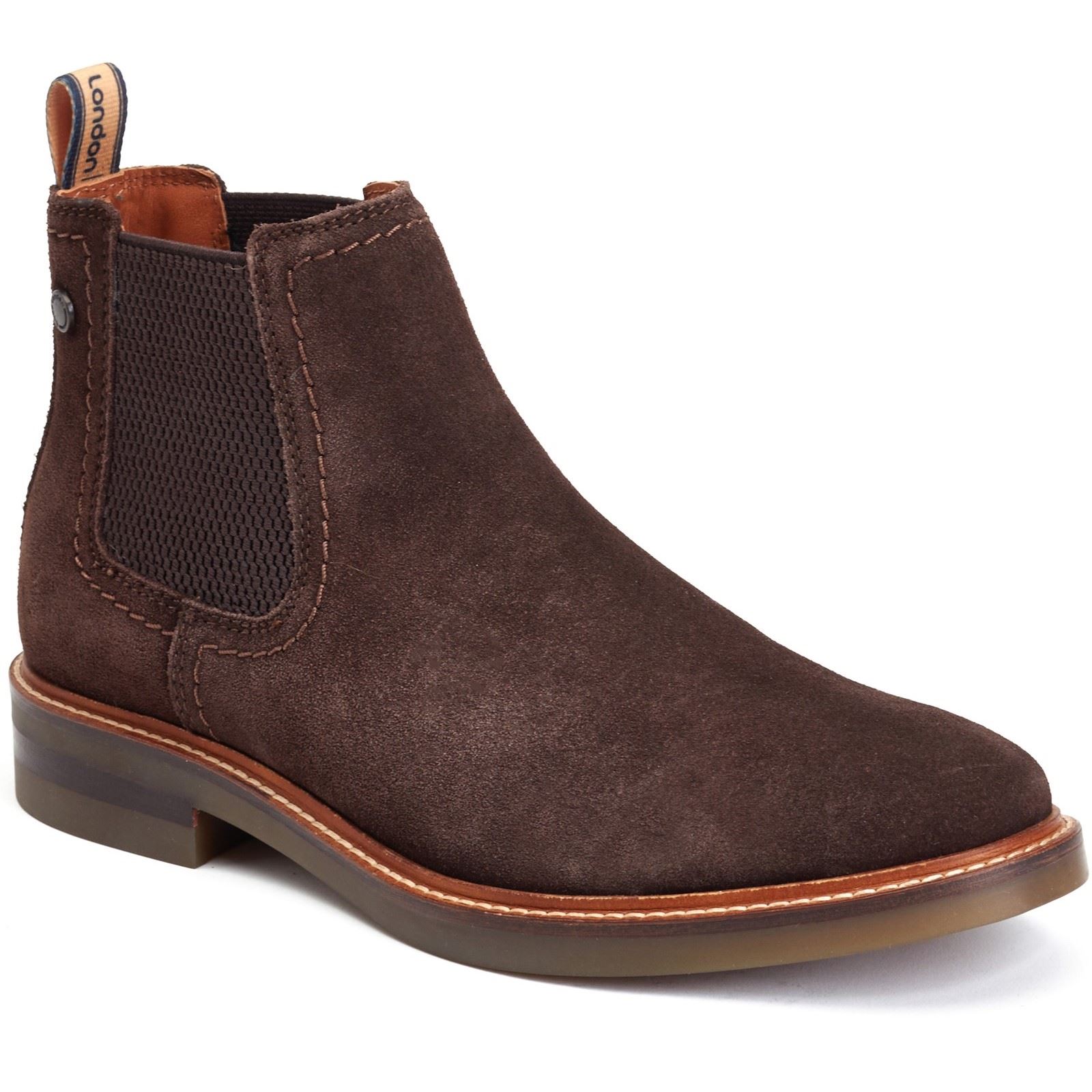 Base London Portland Leder Herren Stiefel in verbranntem Braun Image