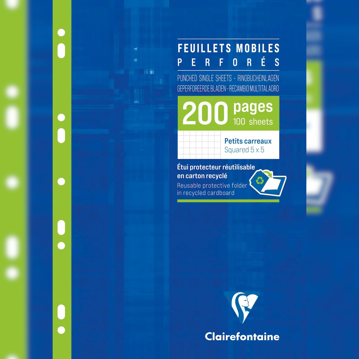 Clairefontaine 5x Packung mit 100 Blatt Ringbucheinlagen, DIN A4, 90g, kariert - 1752C Image