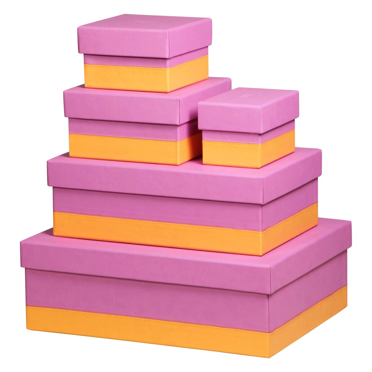 Rhodiarama Set mit 5 ineinander schachtelbaren Boxen aus Kunstleder, 44x34x16cm - Flieder 318981C Image