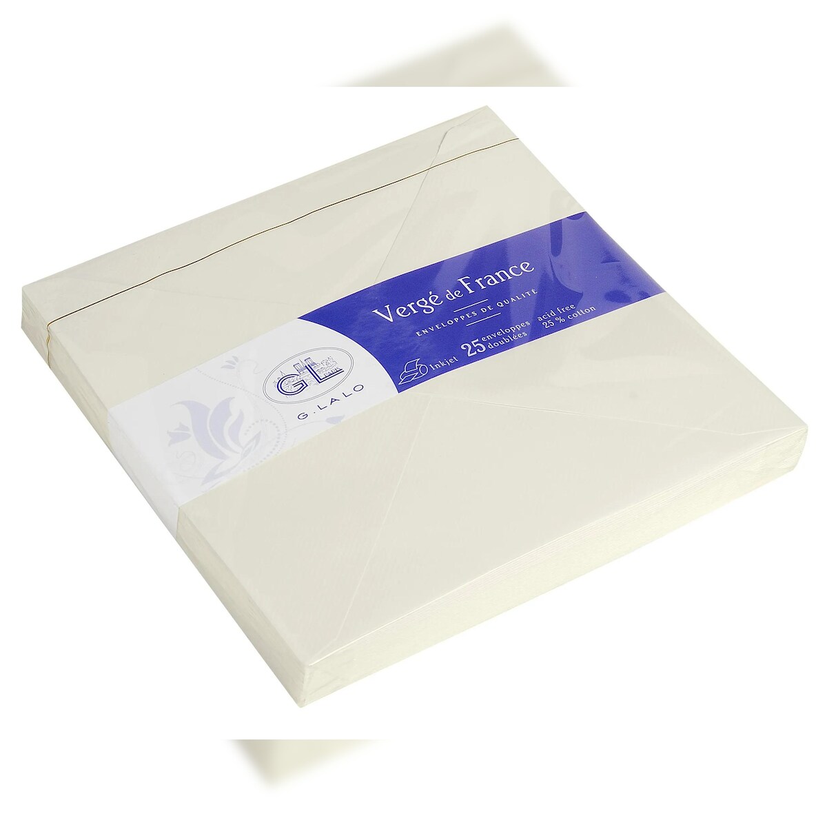 G.Lalo 4x Lalo, Packung mit 25 Umschlägen Vergé de France, 165x165mm - Weiß 22400L Image