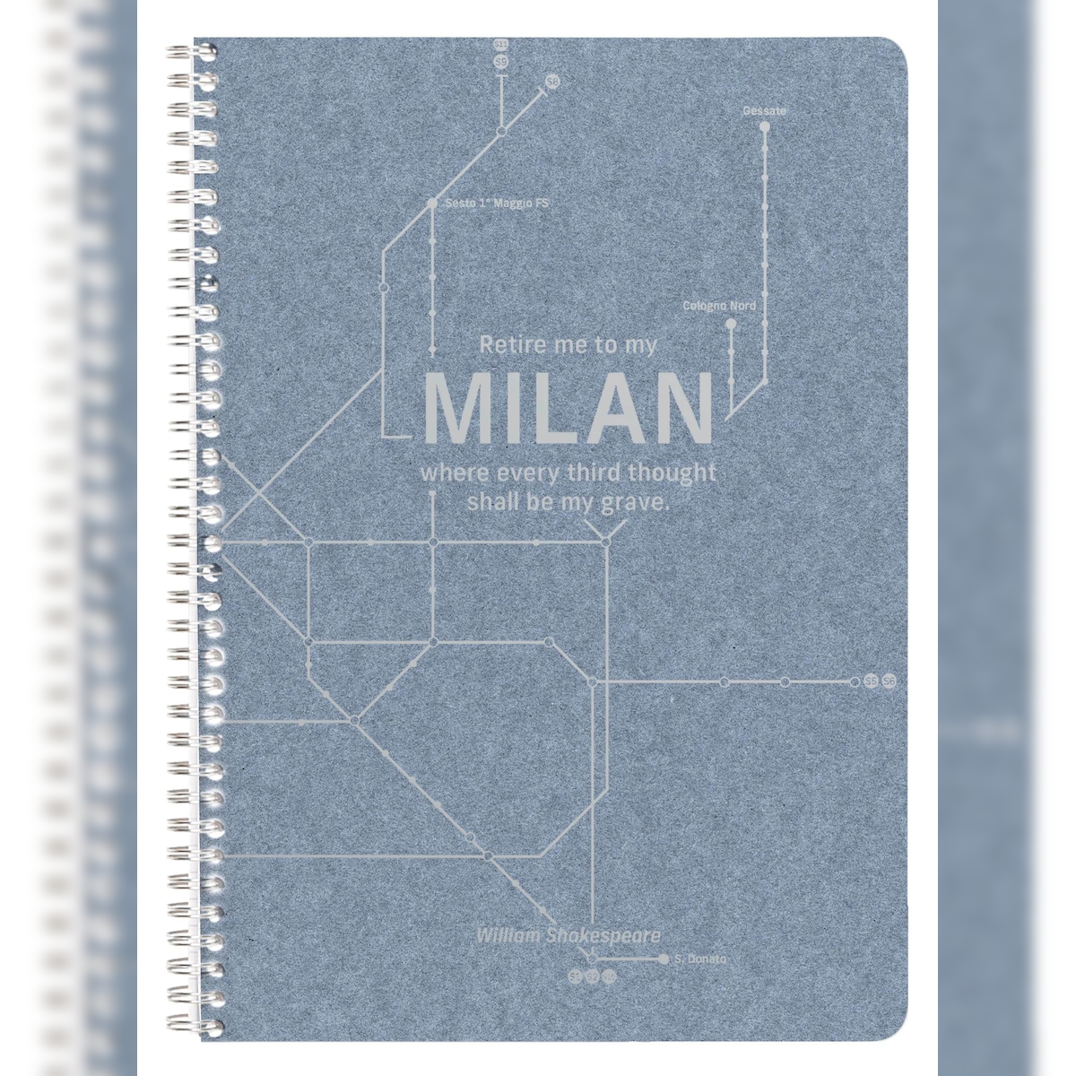 Clairefontaine 5x Jeans métro, Notizheft mit Doppelspirale A4, 74 Blatt liniert mit Rand, sortiert - Jeansblau 83535C Image