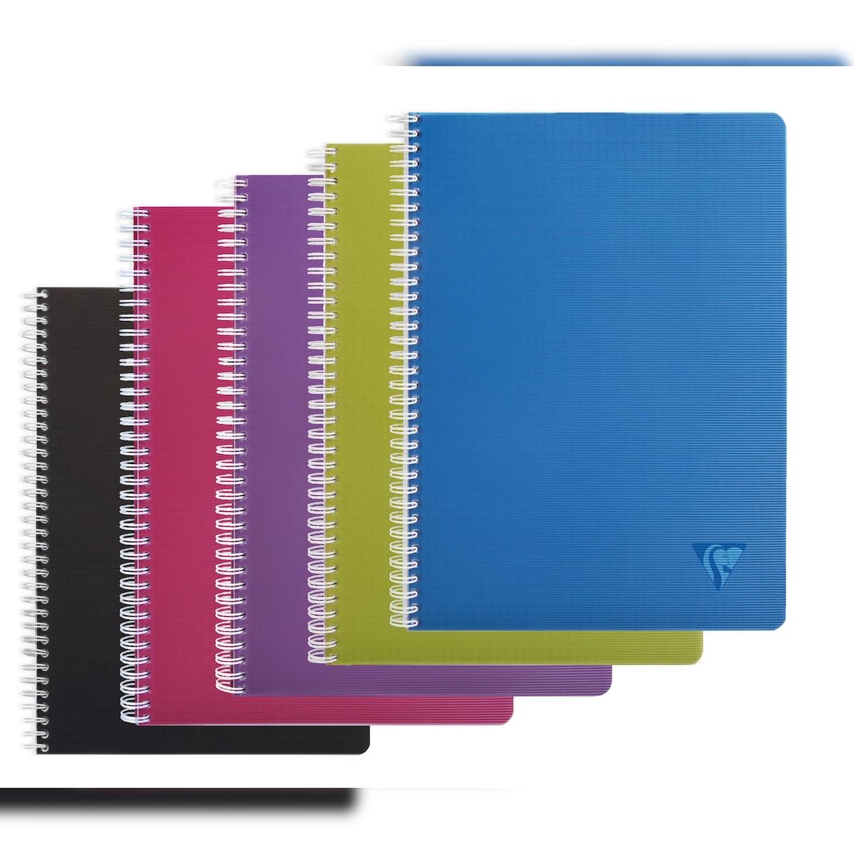 Clairefontaine 5x Spiralheft A4 50 Blatt 90g kariert, Einband aus gerilltem Polypropylen, Linicolor INTENSIVE - Sortiert 329126C Image