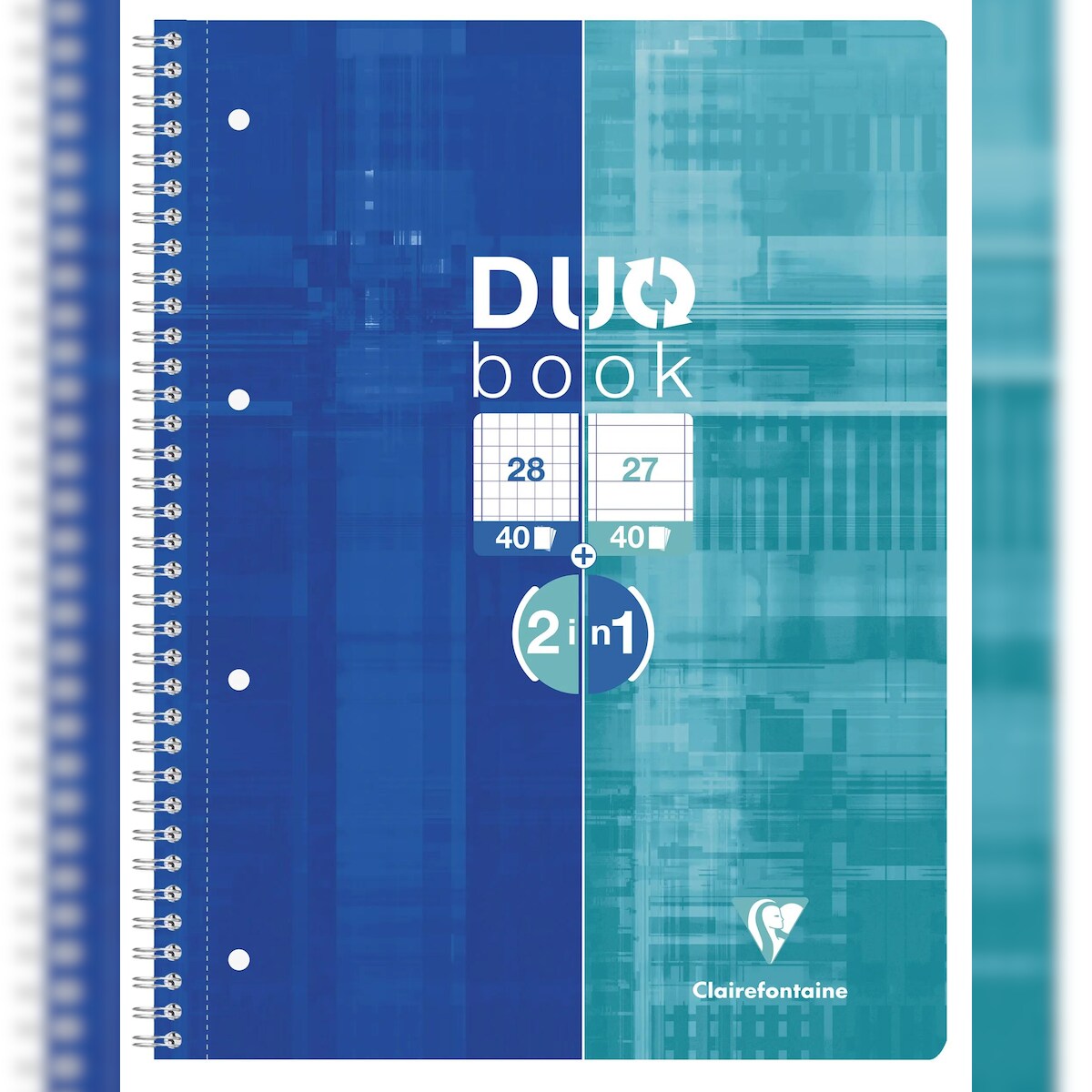 Clairefontaine 5x DUO book Collegeblock A4+, 40 Blatt kariert + 40 Blatt liniert mit Doppelrand - 82578C Image