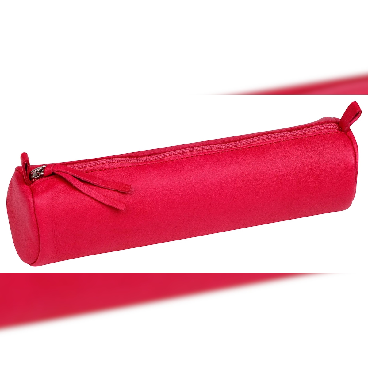 Clairefontaine 6x Schlampermäppchen gefärbtes Leder Ø5,5x22cm himbeere - 410162C Image