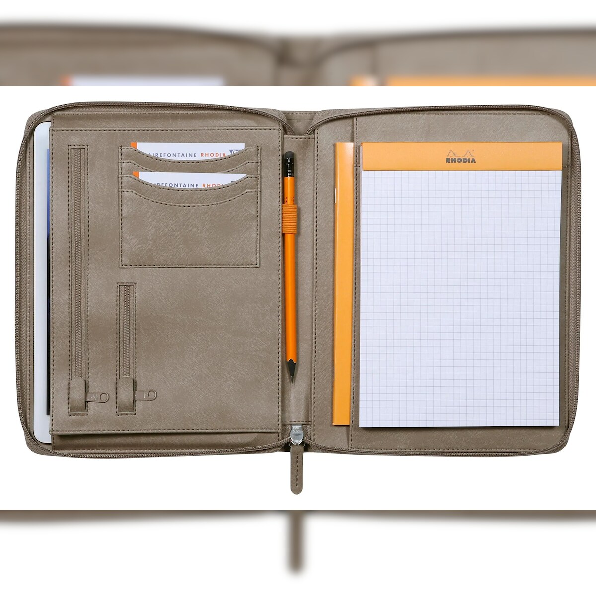 Rhodiarama Konferenzmappe, kleines Modell 19,5x25,5 cm, für Block A5 - Taupe 168101C Image