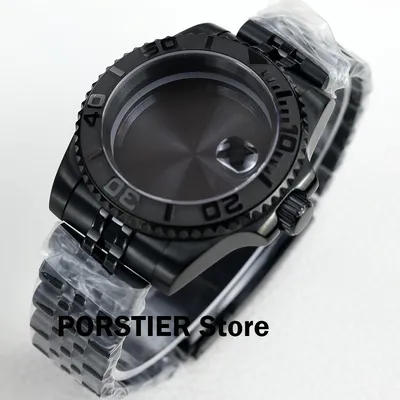 High Quality 40mm NH35 watch Case Black Pvd Jubilee Strap Stainless steel Bracelet for NH35 NH36 movement Sub GMT Yacht cases