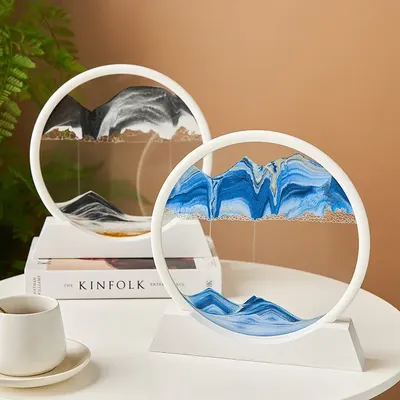 Creative 3D Circular Quicksand Painting Rotatable Sand Painting Nordic Home Decoration Liquid