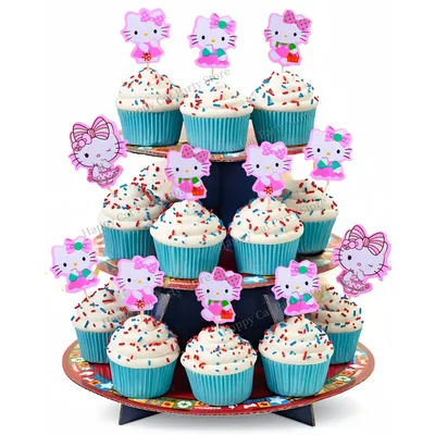 Hello Kitty Cake Topper Party Happy Birthday Decor Pink Cat Cupcake Decor Baby Shower Baking DIY
