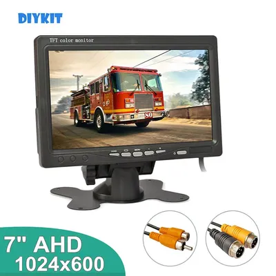 DIYKIT 1024x600 AHD 7inch TFT LCD Car HD Monitor Rear View Monitor Support 1080P AHD Camera 2 x 4PIN