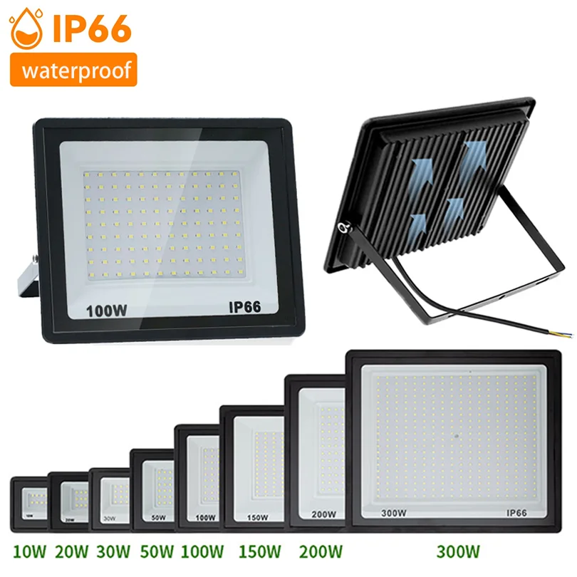 Proiettore a LED 10W 20W 30W 50W 100W Luce di inondazione 220V Impermeabile IP66 Parete esterna Faretto da giardino Riflettore Lampada Foco