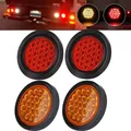 1/2/4 pezzi 12V 24V 24 LED rotondo fanale posteriore freno stop indicatore laterale indicatore di avvertimento camion rimorchio riflettore rosso giallo bianco