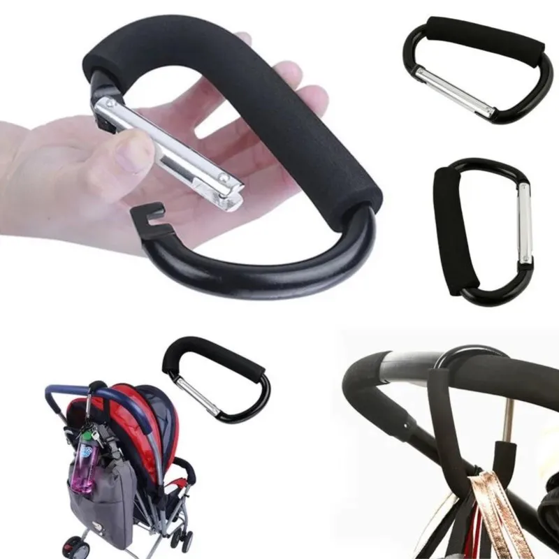 Grande moschettone passeggino ganci Organizer alluminio D Ring Spring Snap portachiavi Clip maniglia per il trasporto per borse appese borse per la spesa
