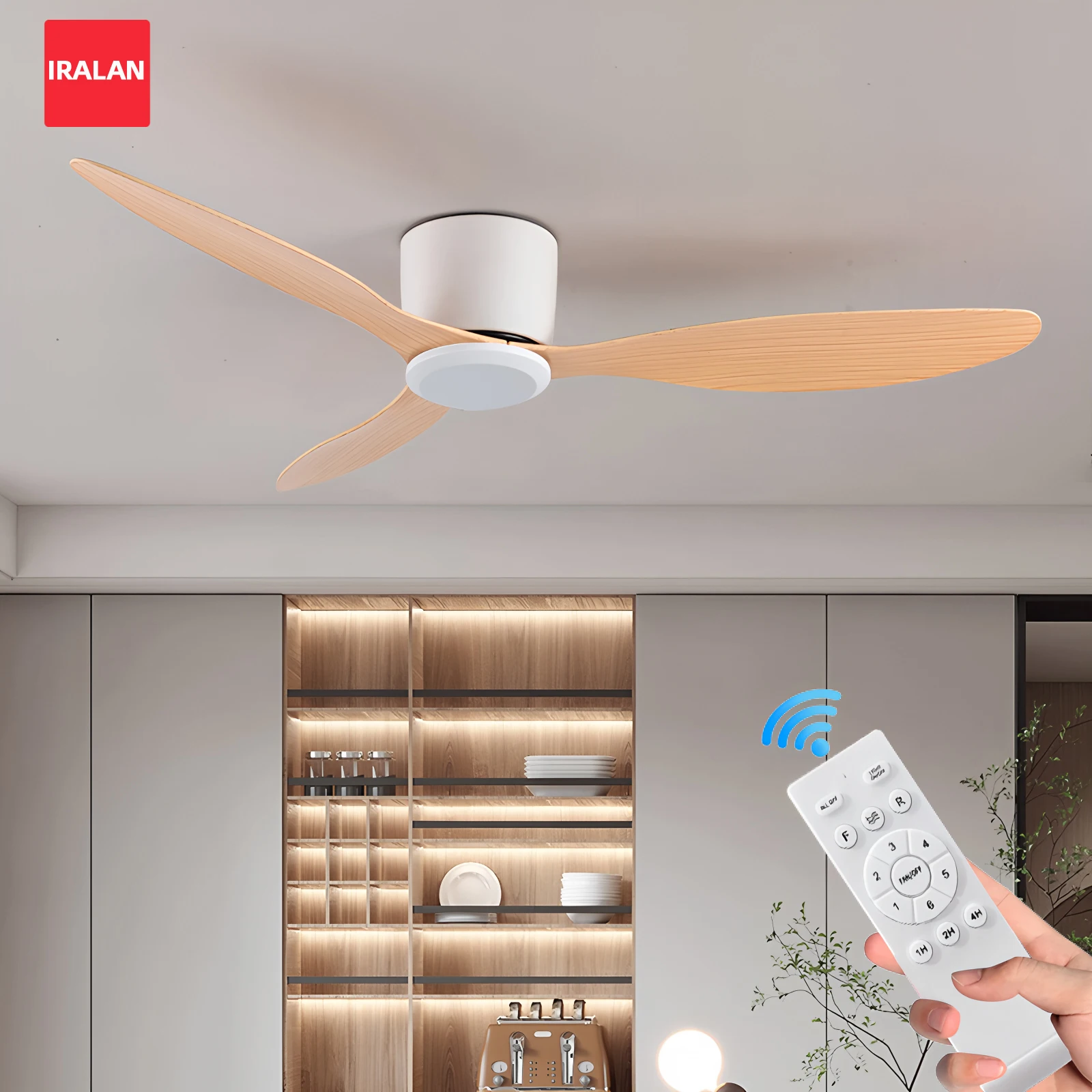 IRALAN 42 Ventilatori da soffitto da 52 pollici Nessuna luce Motore DC Ventilatori di raffreddamento con telecomando Ventilatore da soffitto da pavimento basso Ventilatore domestico silenzioso di