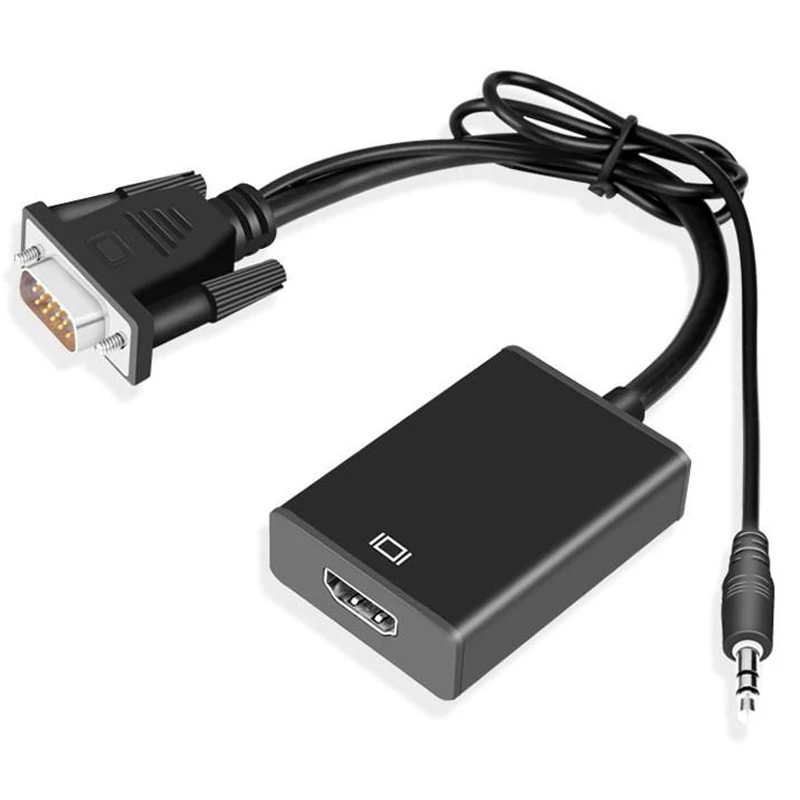 Convertitore da VGA a HD Adattatore cavo audio video ad alta definizione Ingresso VGA Uscita compatibile HDMI per computer portatile TV Proiettore