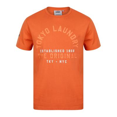 T-Shirts Lewes Vintage Retro Motif Cotton Jersey T-Shirt in Orange / S - Tokyo Laundry
