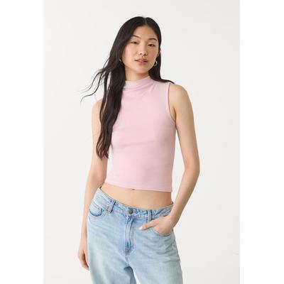 Stradivarius Basic fitted mock neck T-shirt Dusty rose XL