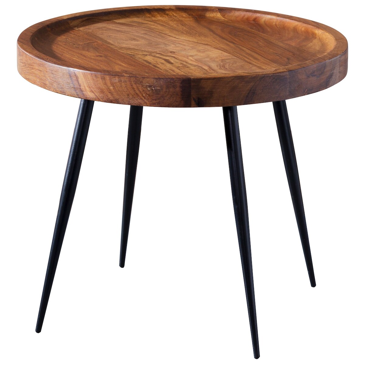 KADIMA DESIGN Beistelltisch 46x40x46 cm Sheesham Holz Metall Couchtisch, Sofatisch Industrial Style, Holztisch Metallbeine, Dekotisch Image